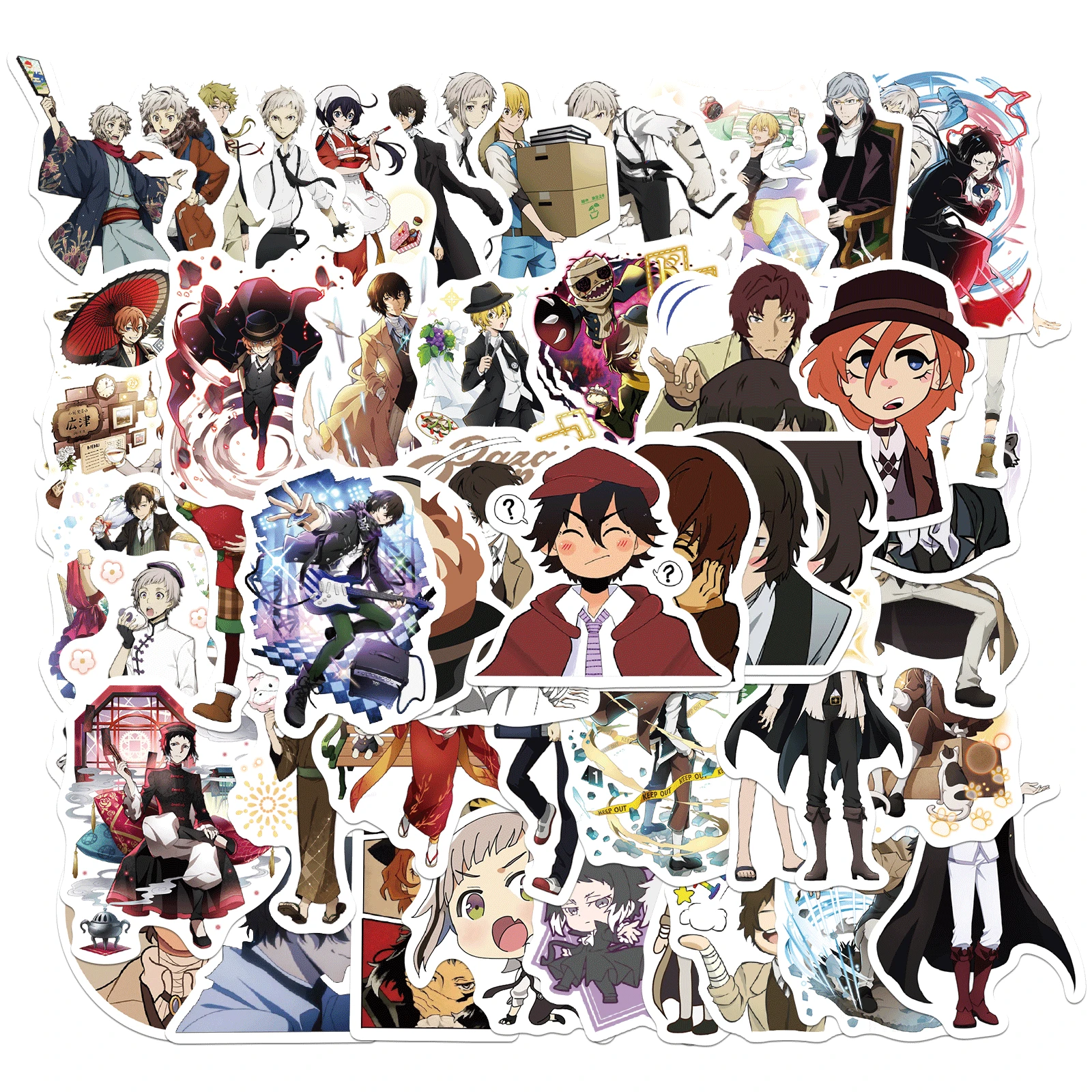 

10/50pcs Bungo Stray Dogs Stickers Anime Sticker PVC Graffiti Decals Suitcase Luggage Guitar Car Waterproof for Children's Toys