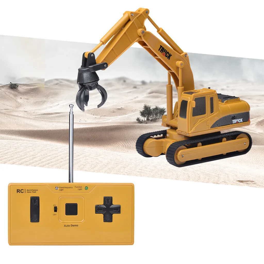 2.4G Simulation toy RC excavator toys with Musical and light Children's Boys RC truck Beach toys RC Engineering car tractor - Цвет: B