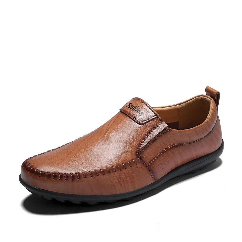 

2019 hot style men cow two-layer leather classic comfortable leather shoes men's soft sole fashion casual beans