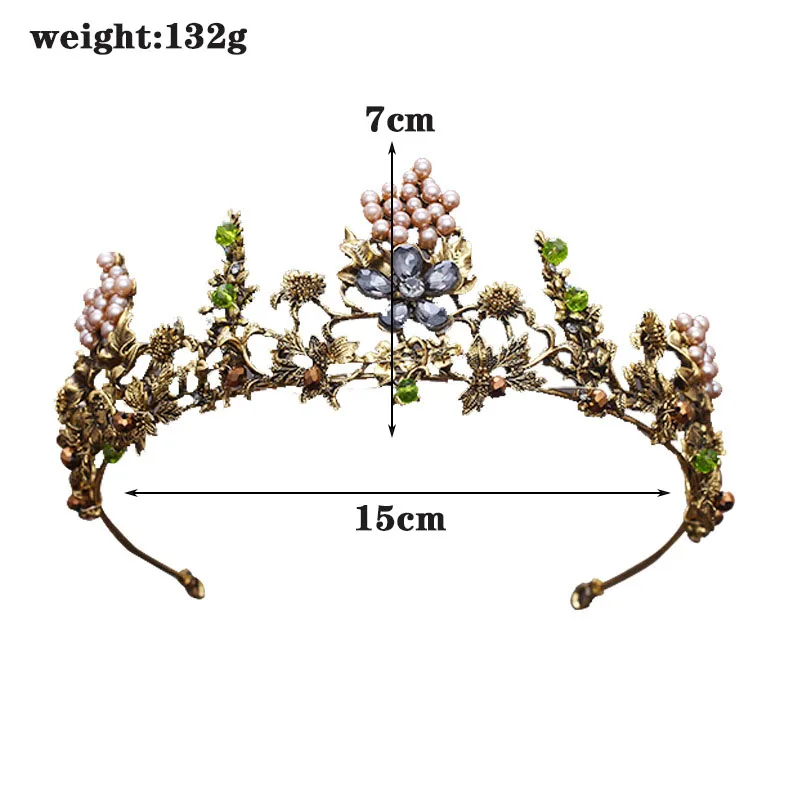 Модный винтажный Золотой головной убор невесты с жемчужной короной, роскошный головной убор ручной работы с кристаллами, женские свадебные головные уборы, обруч для волос