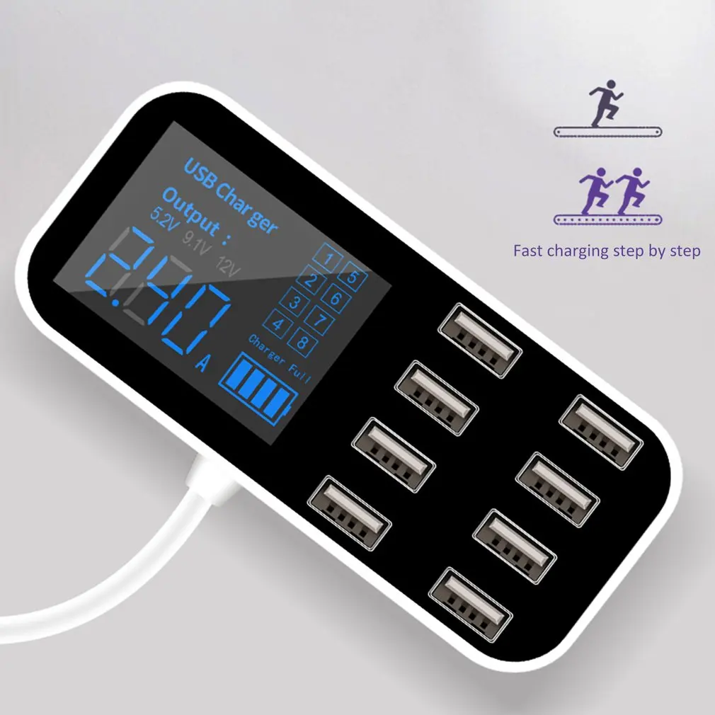 

A9S Multi Fast USB Charger Charge Multiple 8 USB Phone Charging Station Universal USB HUB Charger LED Display