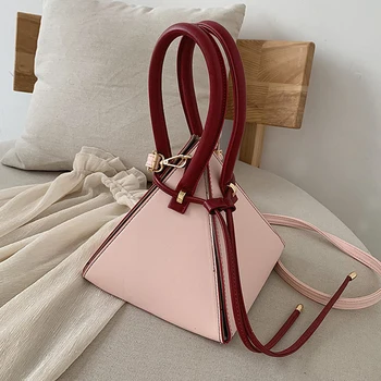 

Chic Geometric Triangle Drawstring Women Handbags Casual Pu Messenger Bags Female Designer Solid Color Shoulder Bag Clutch