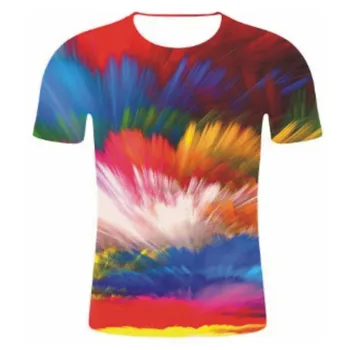 

Colorful 3D printing T-shirt Men funny T-shirt illusion Design graphics O-neck pullover Tee Summer Men Tops