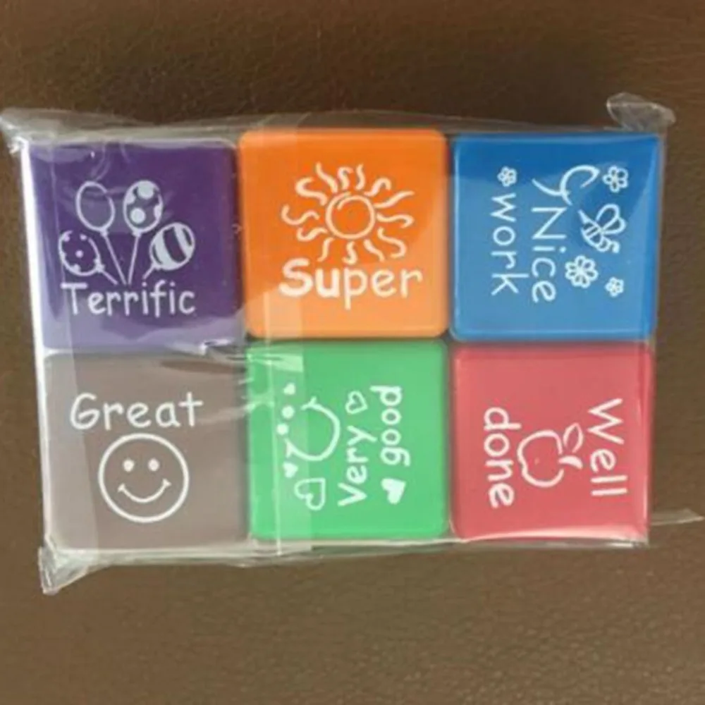 6 Styles/SET Kawaii Cute Teachers Stampers Inking Praise Reward Stamps Motivation Sticker School Supplies Dropshipping