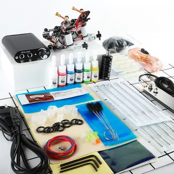 

Tattoo Machine Kit 2 Coils Guns 6 Colors Pigment Sets Semi-Permanent Makeup Machine Tattoo Power Pedal Supply Tattoo Grip