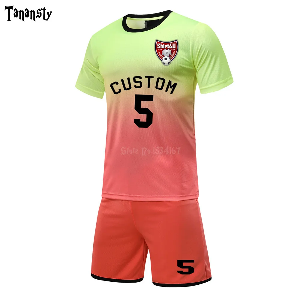 

Customize Mens Soccer Dress Adult Soccer Jersey 19-20 Football Uniforms Set Football Blank Soccer Training Suit Short Kits Green