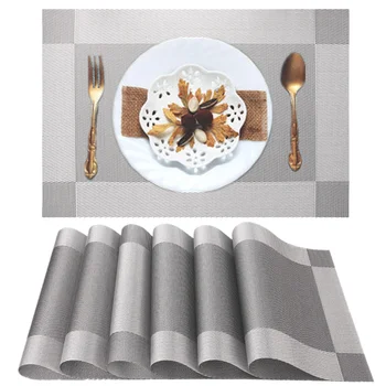 

Set of 6 Teslin PVC Placemat Plastic Table Mats for Dining Table Runner Place Mat Kitchen Accessories Tea Wine Cup TableMat