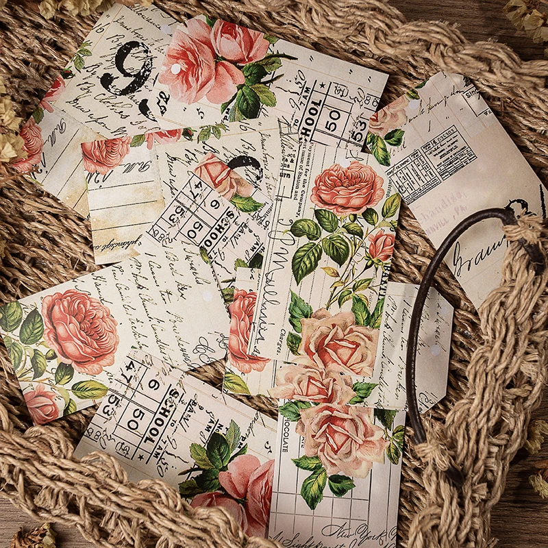 10Pcs/Pack Vintage Flowers Number Ticket Tag Label Sticker DIY Craft Scrapbooking Album Junk Journal Planner Decorative Stickers | Дом и сад