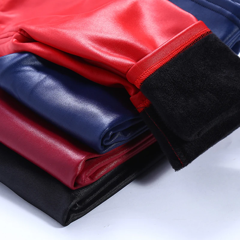 Winter Girls Leather Pants Thick Velvet PU Leather Children's Leggings Kids Pencil Pants Infant Warm Trousers Slim Pant Casual