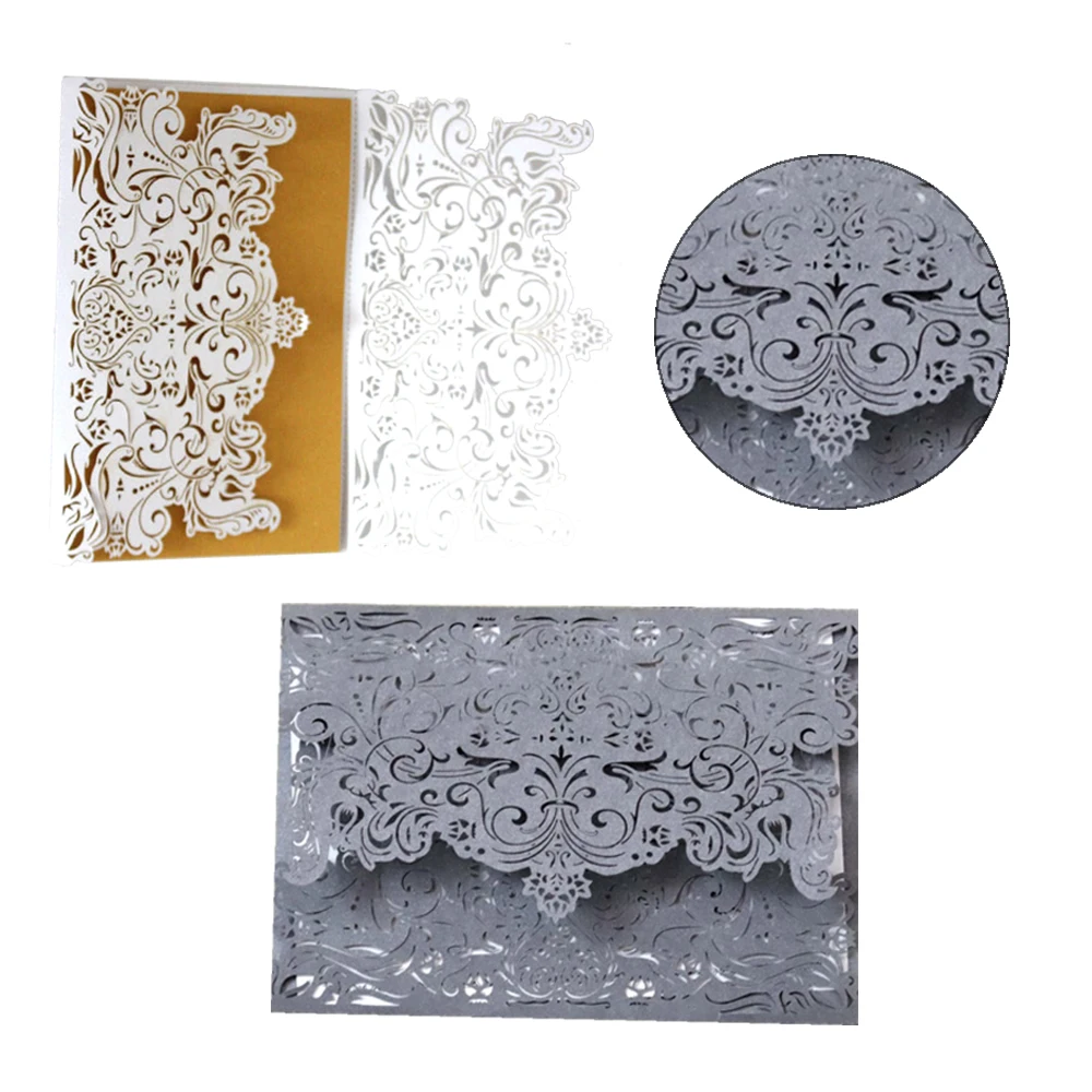  10pcs Hollow Laser Cut Greeting Card Elegant Engagement Wedding Invitation Card Birthday Party Supp - 4000116709664