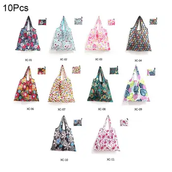 

10PCS Shopping Bags Portable Folding Waterproof Large Capacity Reusable Grocery Tote Bags For Travelling Shopping Outdoors