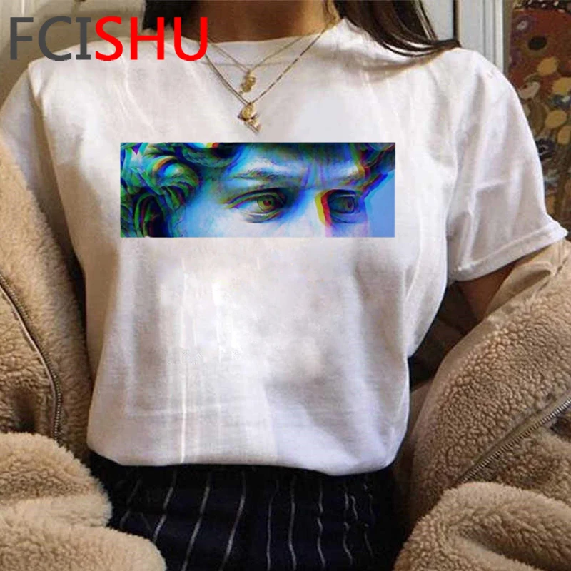New Michelangelo Funny Cartoon Tshirt Women Grunge Aesthetic Hand Print T-shirt Graphic Oversized Tshirt Casual Top Tees Female