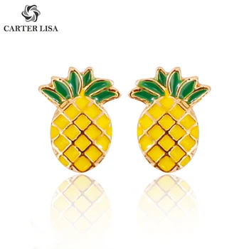 

CARTER LISA Elegant Kawaii Cute Fruit Pineapple Stud Earrings Dainty Minimalist Post Earrings For Women Everyday Jewelry Gift