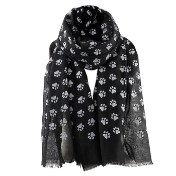 

Casual Neck Warmer Ladies Cute Dress Up Soft Outdoor Wrap Autumn Paw Printed Daily Fashion Women Scarf Gift