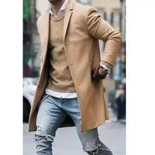 Осенне-зимняя мужская брендовая флисовая куртка, Мужское пальто, повседневное однотонное тонкое длинное пальто Тренч, пальто, уличная одежда, мужской Тренч