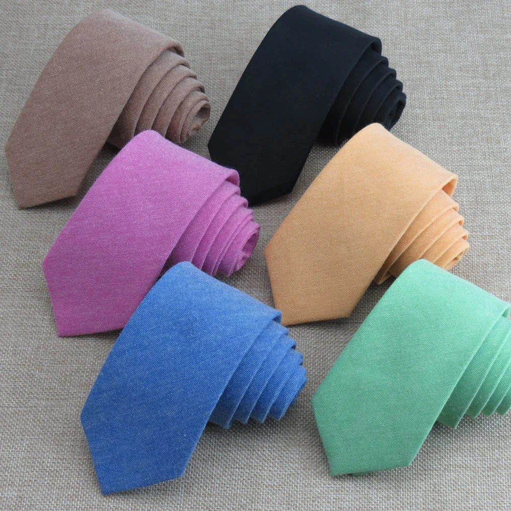

Linen Cotton Mens Ties Solid Color 6cm Skinny Tie Corbatas Para Hombre Gifts for Men Wedding Party Necktie