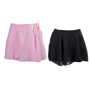 

2Pcs Women'S Girl'S Ballet Wrap Skirt Dance Skate Wrap Scarf 1 Size - Black & Pink