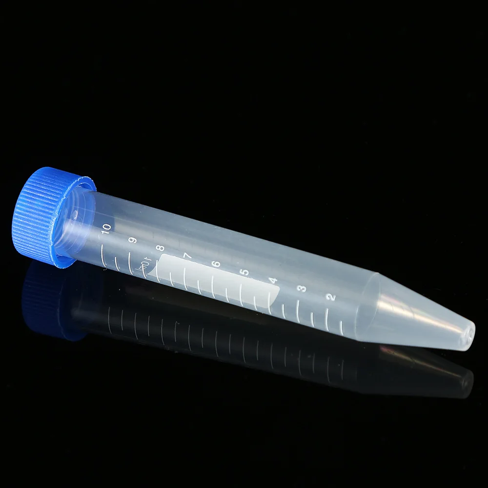 10 ml konische Zentrifugenröhrchen, 0,33 Unzen Kunststoff-Reagenzgläser mit Schraubverschluss, konisches Polypropylen-Reagenzglas, blau/orange, 50/100 Stück – Detail 3