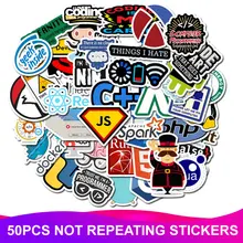 50pcs Pack Programming Geek Java Stickers Skateboard Suitcase Snowboard Luggage Laptop Waterproof PVC Sticker Kids Classic