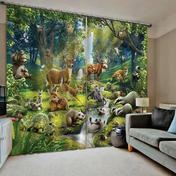 

3D Curtain Luxury Blackout Window Curtain Living Room animal curtains cartoon kids curtain