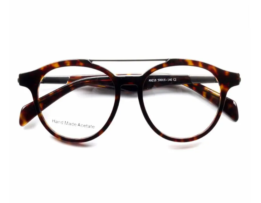 MONGOTEN Newest Design Unisex Retro Fashion Round Frame Full Rim Acetate Myopia Eyeglasses Black Leopard Brand Optical Eyewear