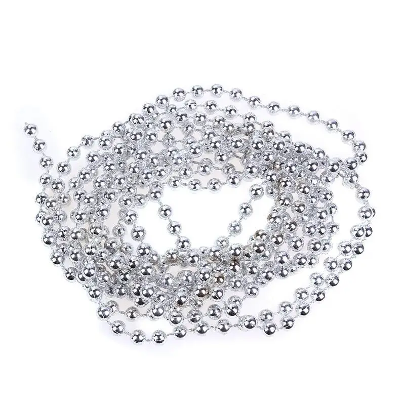 

2.7m Beads Christmas Tree Decor Silver Party Tinsel Xmas Window Decor for Home