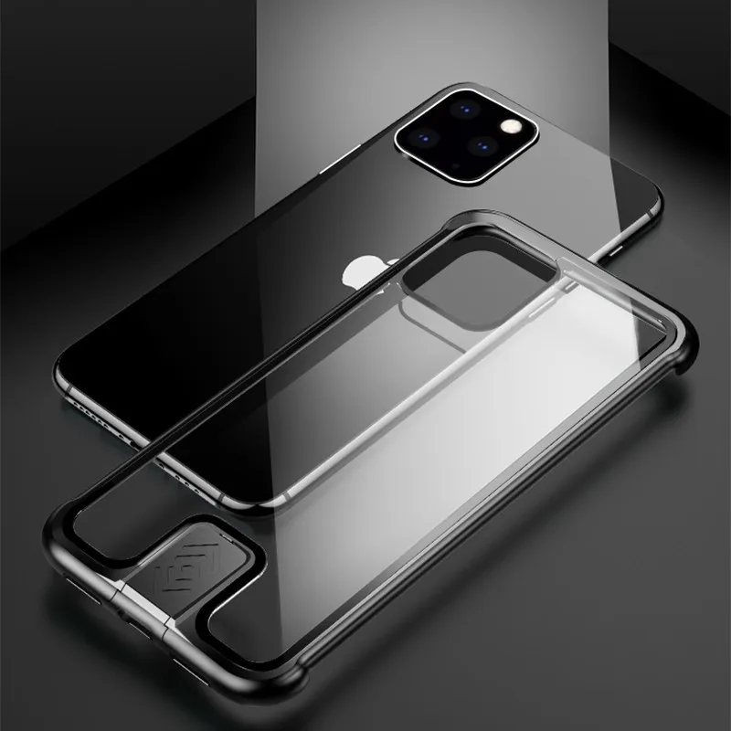 Пуш-ап металлический чехол для телефона для iPhone 11 чехол прозрачная задняя крышка из закаленного стекла безрамочный чехол для iPhone 11 Pro Max Funda