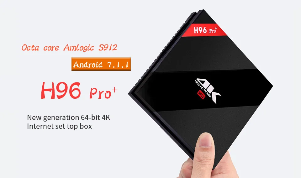 

Orignial H96 pro plus Android 7.1 TV Box 2GB 3GB 16GB 32GB Amlogic S912 Octa Core 2.4G 5.8G WiFi H.265 4K Smart TVbox H96Pro+