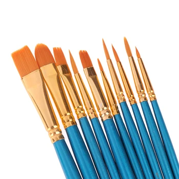 

10Pcs Artist Paint Brush Set Nylon Hair Watercolor Acrylic Oil Painting Brushes Drawing Art Supplie