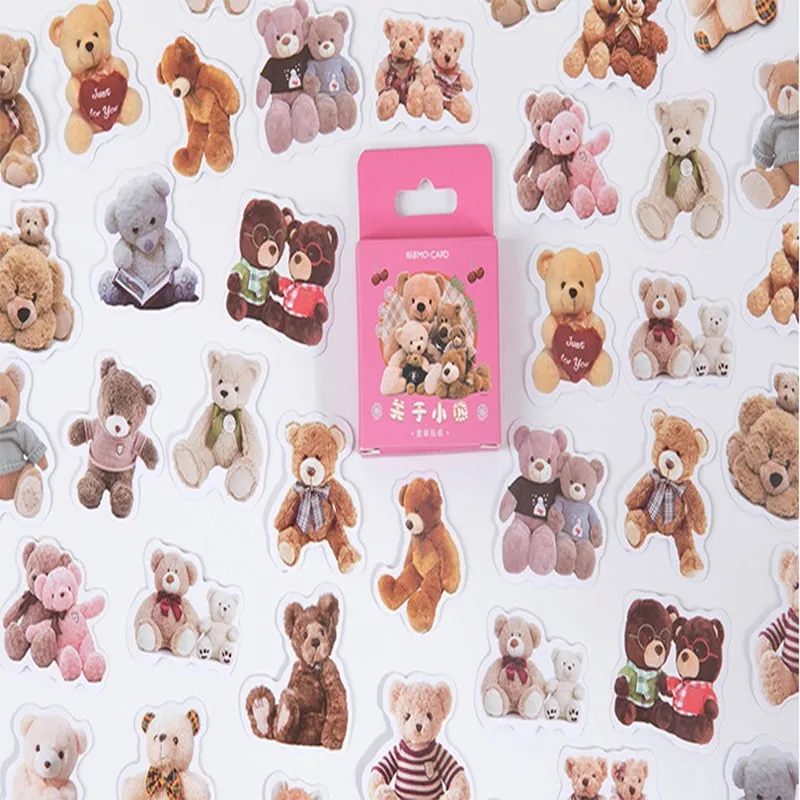 40packs-wholesale-cartoon-boxed-stickers-bear-decoration-child-stationery-scrapbook-diy-45mm