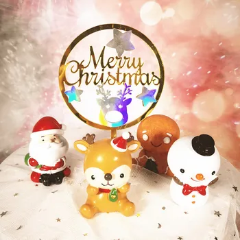 

Christmas Cake Topper Acrylic Deer Santa Claus Topper Set Merry Christmas Tree Star Cupcake Merry Christmas Sign Cake Topper