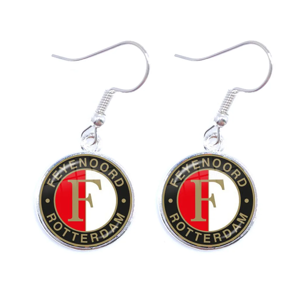 Feyenoord Роттердамские футбольные Клубные серьги стеклянные кабошоны футбольные лиги логотип Футбол Клубное Ювелирное Украшение для женщин футбольные фанаты подарок