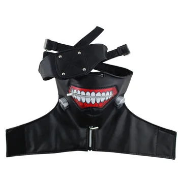 

Cool White Black Color Tokyo Ghoul 2 Half Face Mask Halloween Party Masquerade Cosplay Masks PU Material With Adjustable Zipper