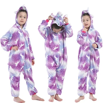 

Kids Winter New Purple Unicorn Series Sleepwear Full Flannel Polyester Kigurumi Homewear Unisex Animal Regular Onesie