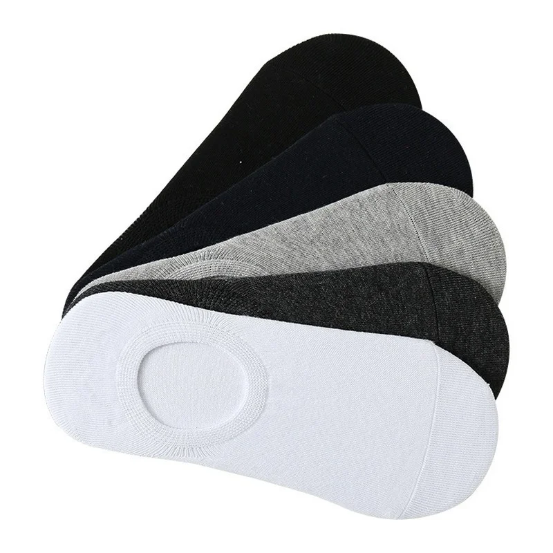 5 Pairs/Multiple Batches of Cotton Invisible Men's Boat Socks Summer and Autumn Non-Slip Silicone Slippers Short Nakedmen'Ssocks