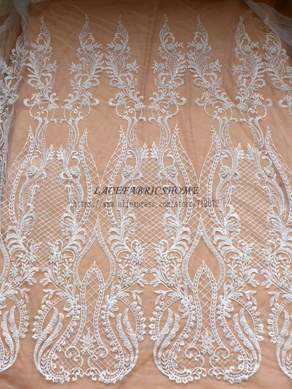 Ivory La Belleza 1 ярд вино мода стиль тяжелый ручной работы невесты вечернее/вечернее платье кружева ткань 47 ''ширина - Цвет: Ivory