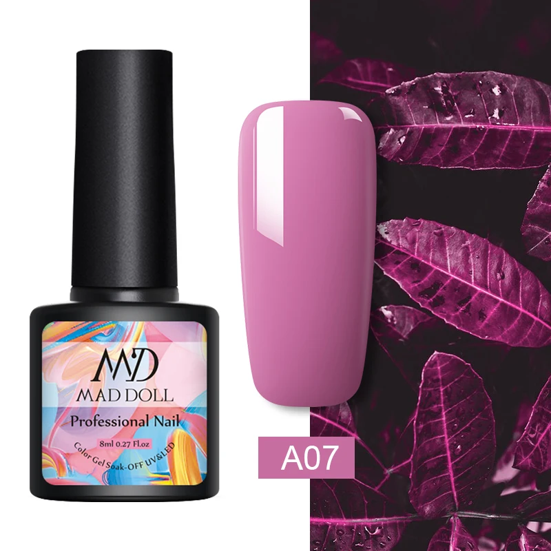 A07 MAD DOLL, 8 мл, УФ-гель для ногтей, розовое золото, блестки, блестки, замачиваются, УФ Гель-лак, Цветной Гель-лак для ногтей, сделай сам, лак для ногтей - Цвет: A07