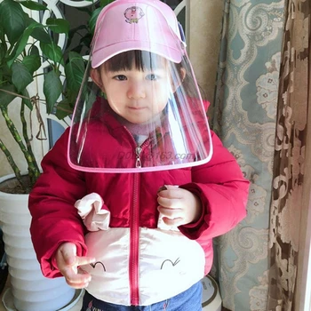 

Children Full-face Protective Baseball Cap Dustproof Anti-Saliva Anti-spitting Hat Sun Visor Mask