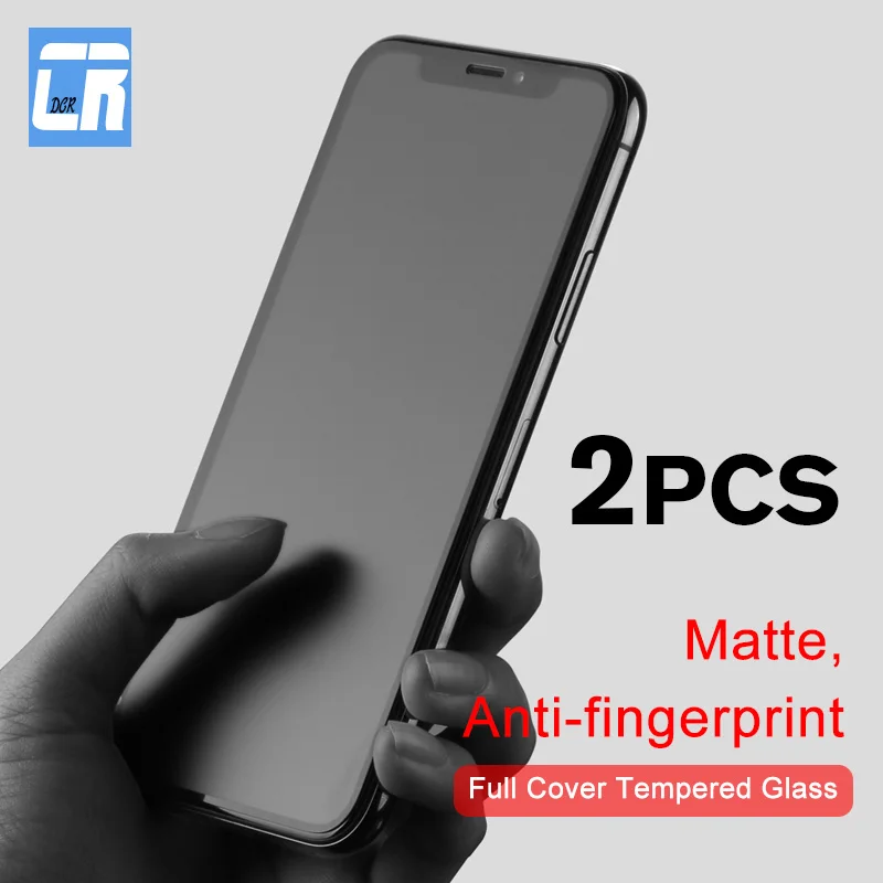 Protector de pantalla para iPhone, vidrio templado mate sin huella dactilar para iPhone 11 12 XS Max Pro, X XR 6S 7 8 Plus, vidrio esmerilado, 2 uds.