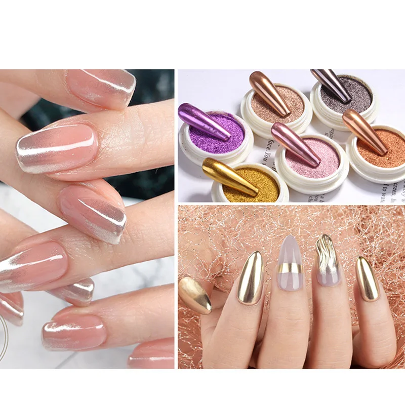 Nail Decoration Metal Nail Mirror Glitter Powder Rub Gel Polish Dust Shiny Gold Silver Fine Chrome Flakes Pigment DIY Accessories