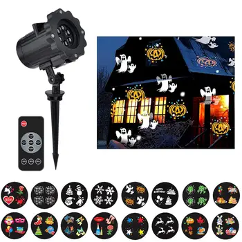 

Remote Control 16 Patterns Stage Colorful Film Projection Light Non-fading Waterproof Removable Spotlight Outdoor Garden