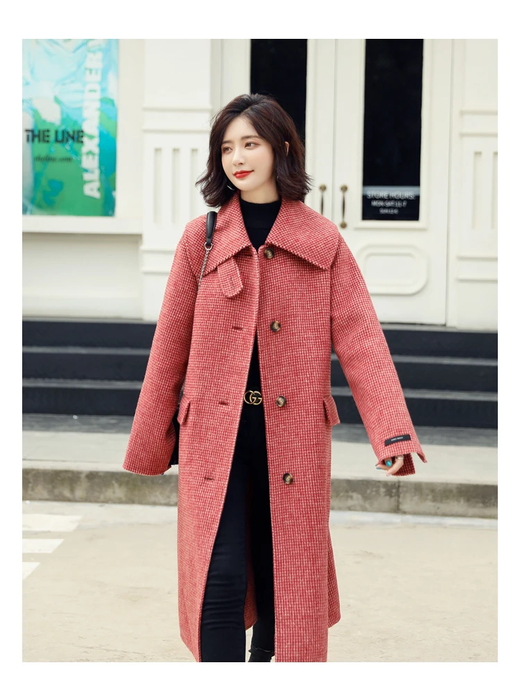 YuooMuoo хорошее качество удобное зимнее пальто для женщин теплое элегантное Бандажное шерстяное пальто длинное женское кашемировое пальто Женская куртка