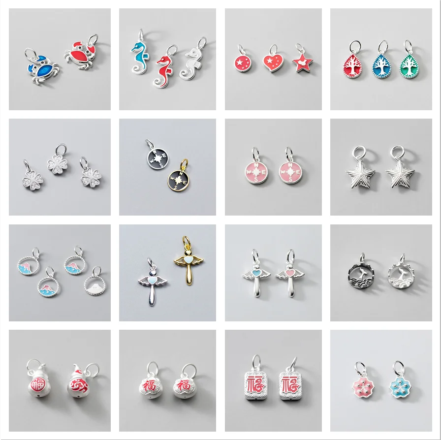 MEETSOFT Romantic S925 Sterling Silver Dangle chic Charms of DIY Handmade Jewelry Necklace Deocration Bracelet Accessory | Украшения и