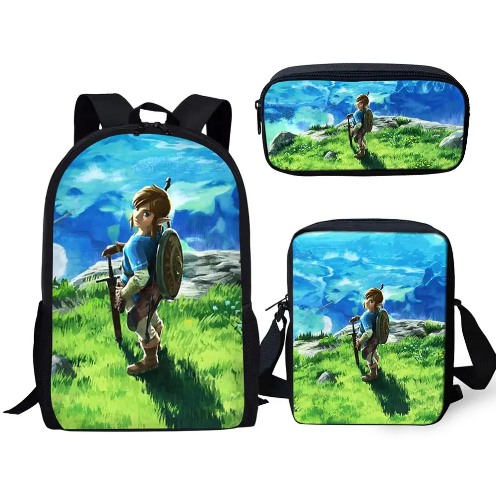 

3PCS/Set Game Legend of Zelda School Backpack for Teenager Boys Male 16 inch BookBag Rucksack Baby Kids Student Satchel Daypack