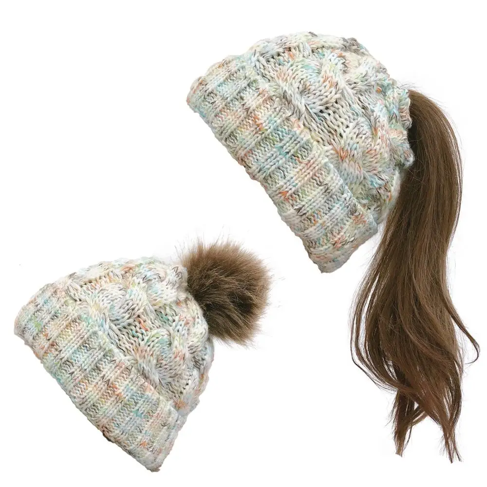Slouchy Cable Knit Skull Hat Ski Cap 