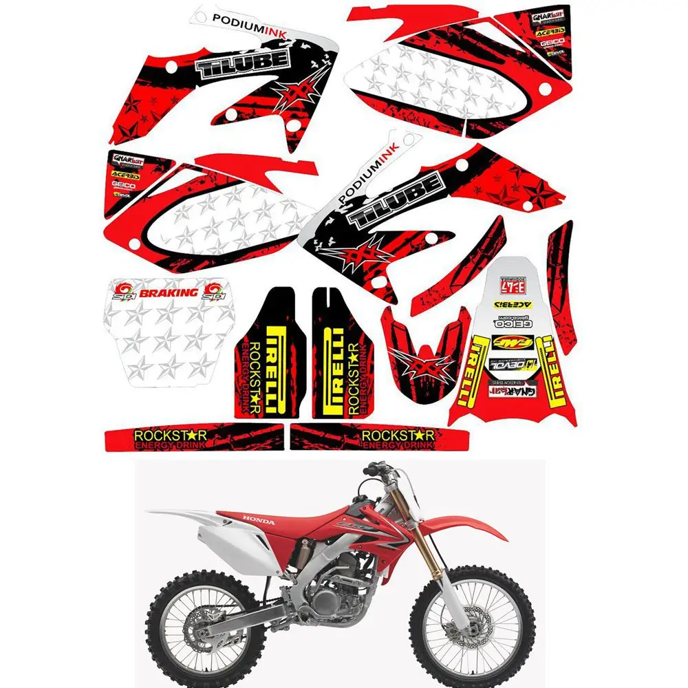 

For HONDA CRf 250R 2004 2005 Customized Number Graphics Backgrounds Stickers Kit Decal