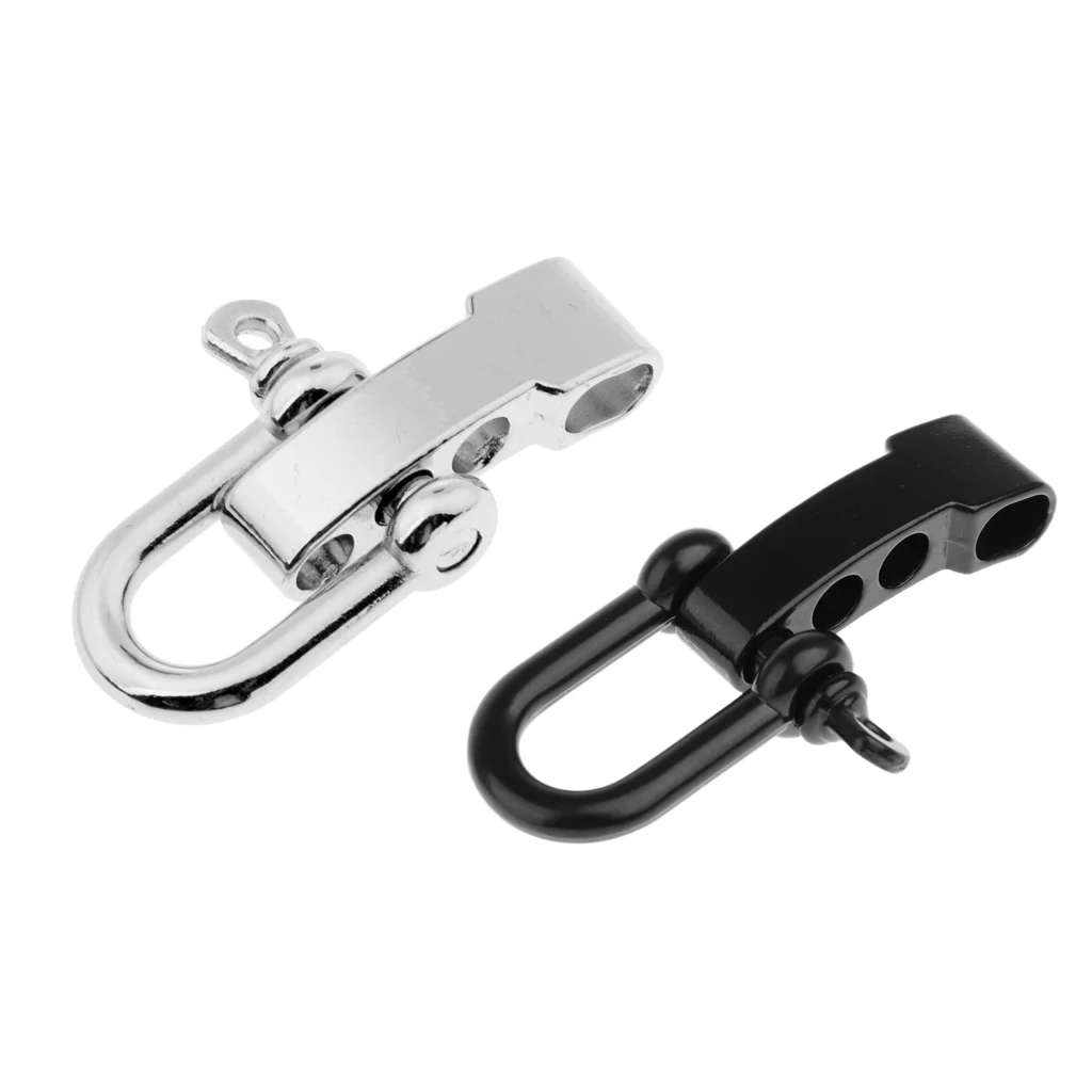 2Pcs Alloy Adjustable D Type Shackle Buckles for Survival Paracord Bracelet Braiding Weaving Outdoors 5.5x2.5cm