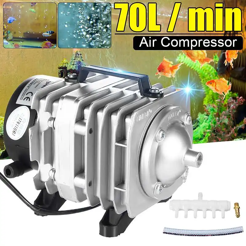 45 Вт 220V 70L/мин Электромагнитная Воздушный компрессор насос аквариум с подачей кислорода Средний аквариум для рыбок компрессор автомобильный фильтр аэратор насос ACO-318
