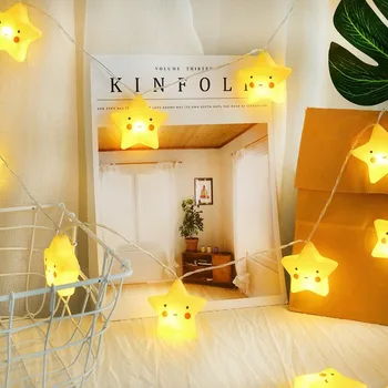 

10 LED Silicone Expression Five-pointed Star Modeling Room Decoration Pendant Lamp String Christmas Decorations
