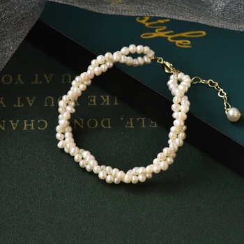 

Natural Fresh Water Pearl Bracelet Double Pearl Bracelet For Women Wedding Engagement Gift Handmade Fine Jewelry
